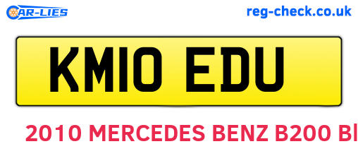 KM10EDU are the vehicle registration plates.