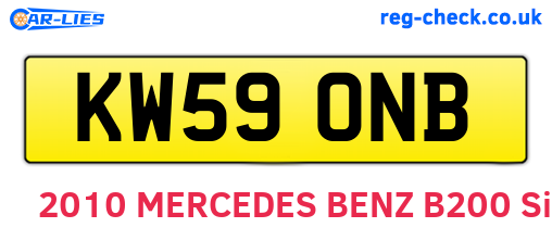 KW59ONB are the vehicle registration plates.