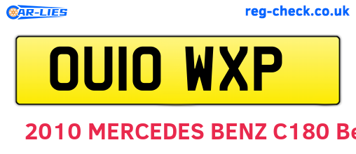 OU10WXP are the vehicle registration plates.