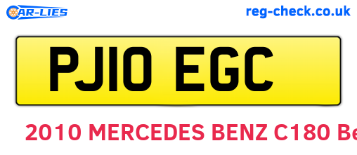 PJ10EGC are the vehicle registration plates.