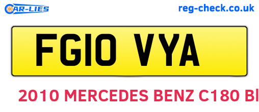 FG10VYA are the vehicle registration plates.