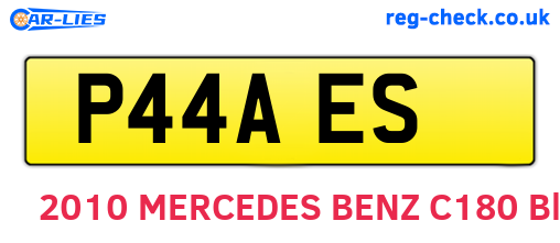 P44AES are the vehicle registration plates.