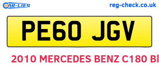 PE60JGV are the vehicle registration plates.