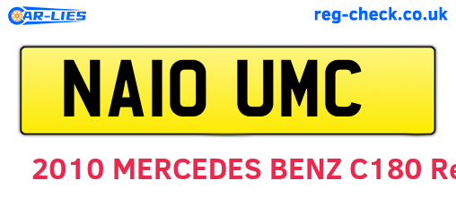 NA10UMC are the vehicle registration plates.