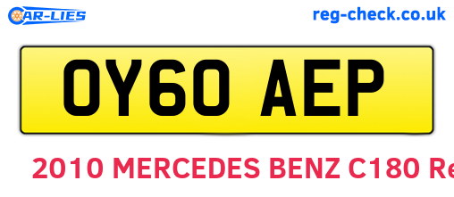 OY60AEP are the vehicle registration plates.