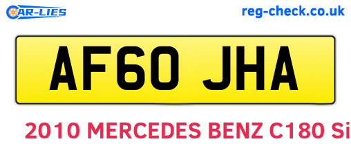 AF60JHA are the vehicle registration plates.