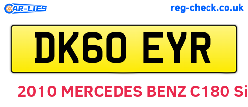DK60EYR are the vehicle registration plates.
