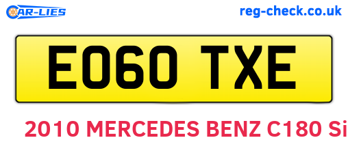 EO60TXE are the vehicle registration plates.