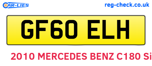 GF60ELH are the vehicle registration plates.