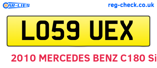 LO59UEX are the vehicle registration plates.