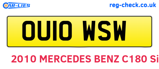 OU10WSW are the vehicle registration plates.