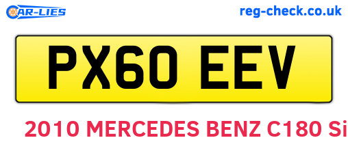 PX60EEV are the vehicle registration plates.