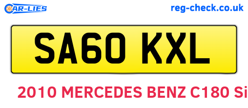 SA60KXL are the vehicle registration plates.