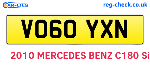 VO60YXN are the vehicle registration plates.