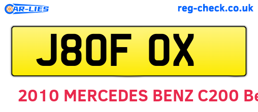 J80FOX are the vehicle registration plates.
