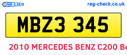 MBZ3345 are the vehicle registration plates.