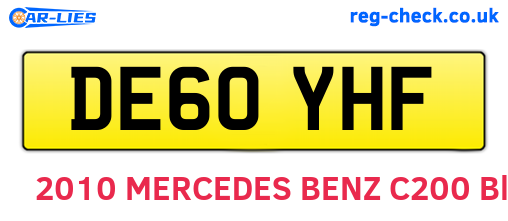 DE60YHF are the vehicle registration plates.