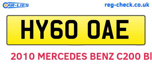 HY60OAE are the vehicle registration plates.