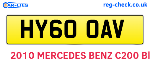 HY60OAV are the vehicle registration plates.