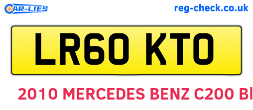 LR60KTO are the vehicle registration plates.