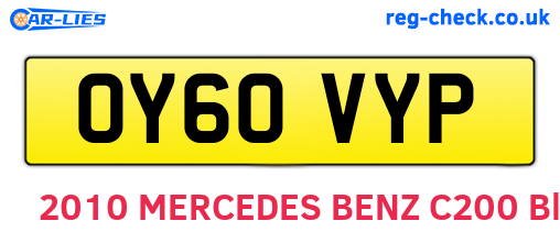 OY60VYP are the vehicle registration plates.
