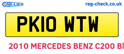 PK10WTW are the vehicle registration plates.