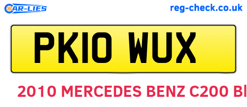 PK10WUX are the vehicle registration plates.