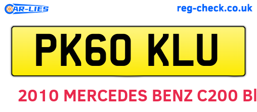 PK60KLU are the vehicle registration plates.