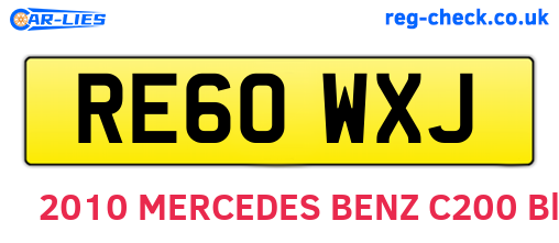 RE60WXJ are the vehicle registration plates.