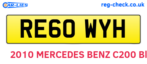 RE60WYH are the vehicle registration plates.