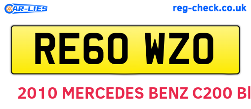 RE60WZO are the vehicle registration plates.