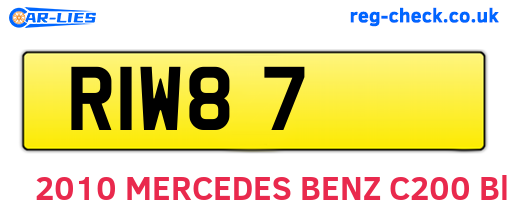 RIW87 are the vehicle registration plates.