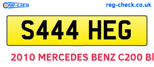 S444HEG are the vehicle registration plates.