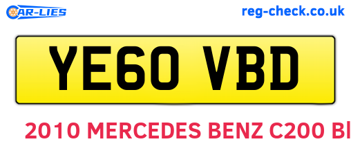 YE60VBD are the vehicle registration plates.