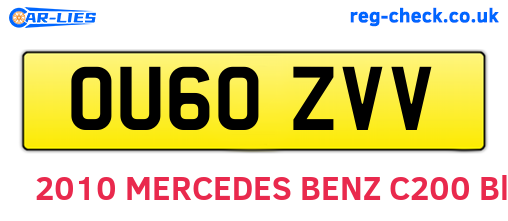 OU60ZVV are the vehicle registration plates.