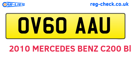 OV60AAU are the vehicle registration plates.