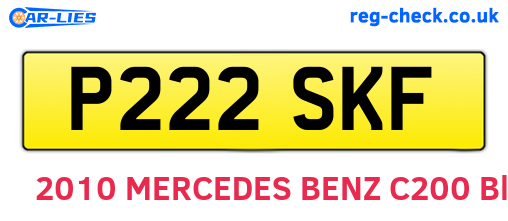P222SKF are the vehicle registration plates.