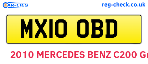 MX10OBD are the vehicle registration plates.