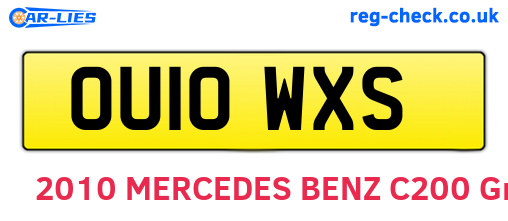 OU10WXS are the vehicle registration plates.