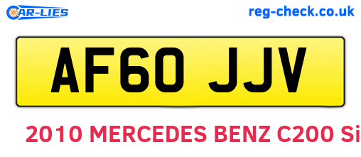 AF60JJV are the vehicle registration plates.