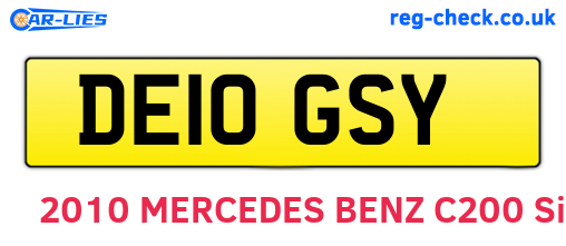 DE10GSY are the vehicle registration plates.