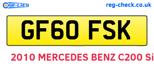 GF60FSK are the vehicle registration plates.