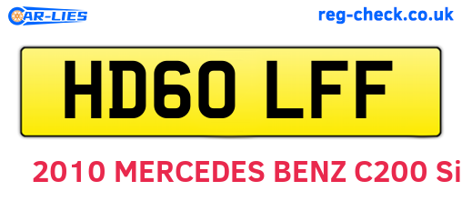 HD60LFF are the vehicle registration plates.