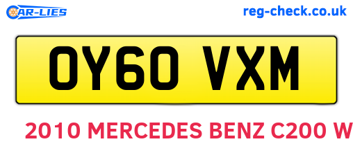OY60VXM are the vehicle registration plates.
