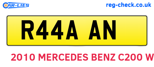 R44AAN are the vehicle registration plates.