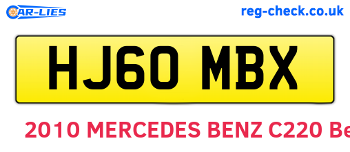 HJ60MBX are the vehicle registration plates.