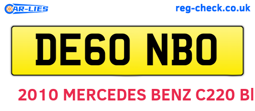 DE60NBO are the vehicle registration plates.