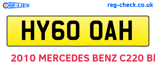 HY60OAH are the vehicle registration plates.