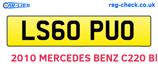 LS60PUO are the vehicle registration plates.
