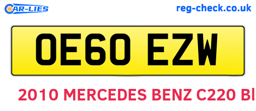 OE60EZW are the vehicle registration plates.